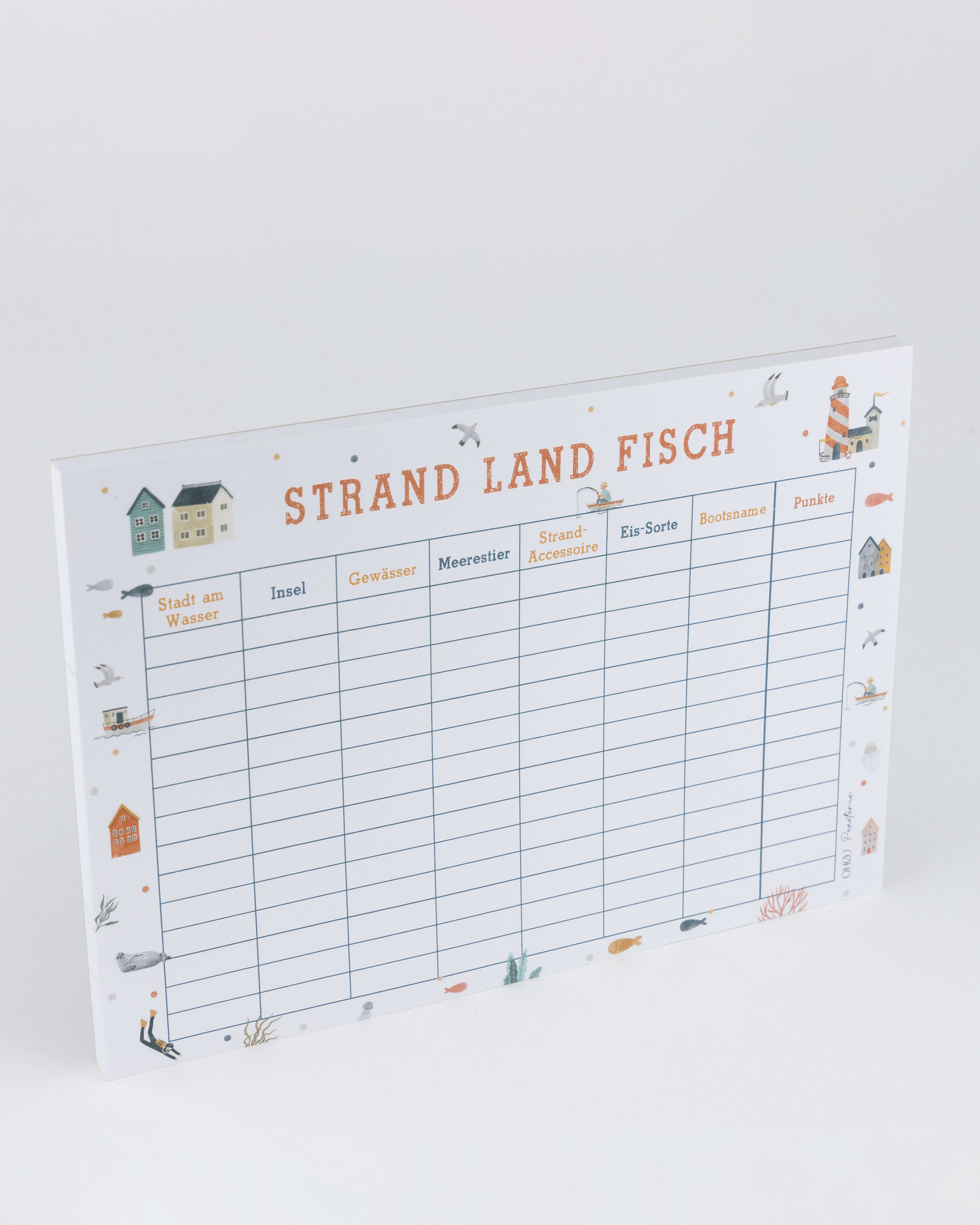 "Strand, Land, Fisch" Spielblock